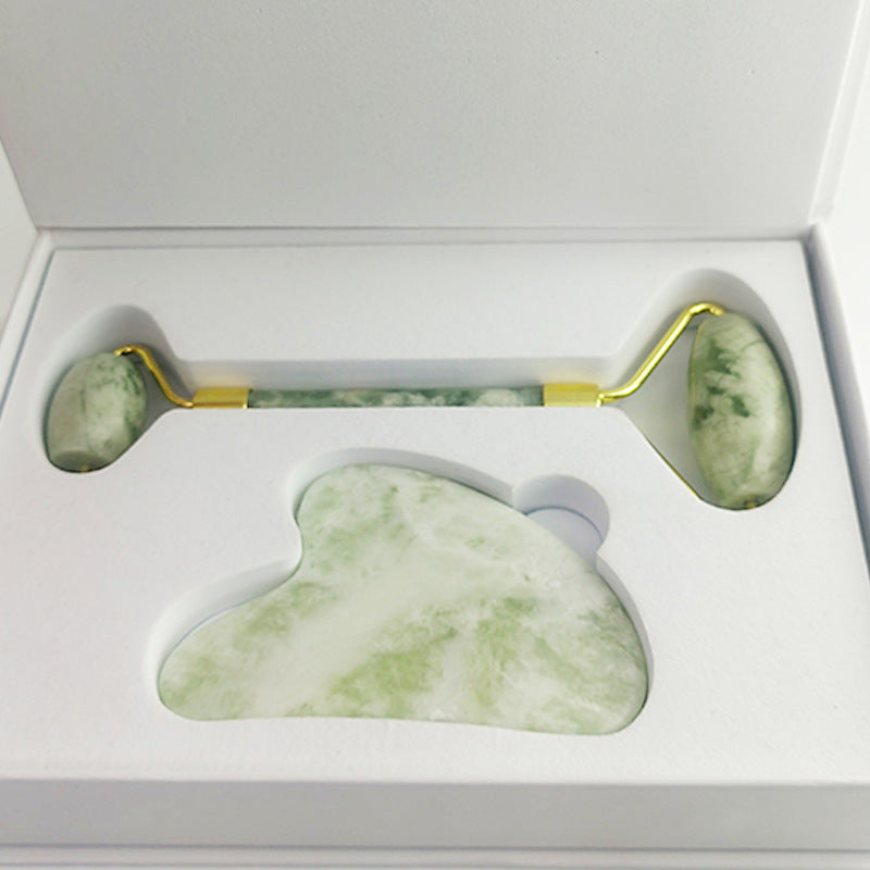 White Jade Facial Roller & Gua Sha Set – Cooling Facial Massage & Self-Care Tool