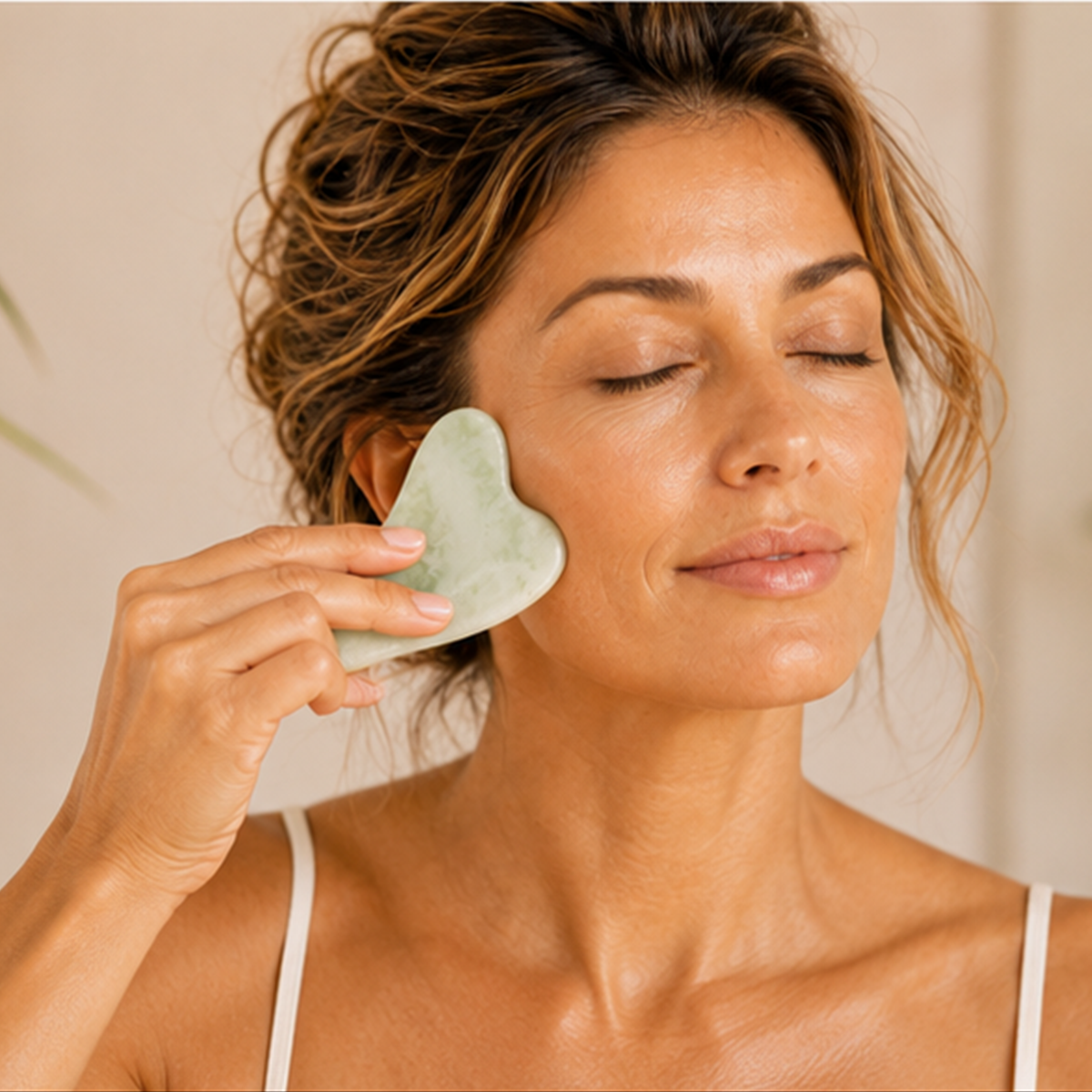 White Jade Facial Roller & Gua Sha Set – Cooling Facial Massage & Self-Care Tool