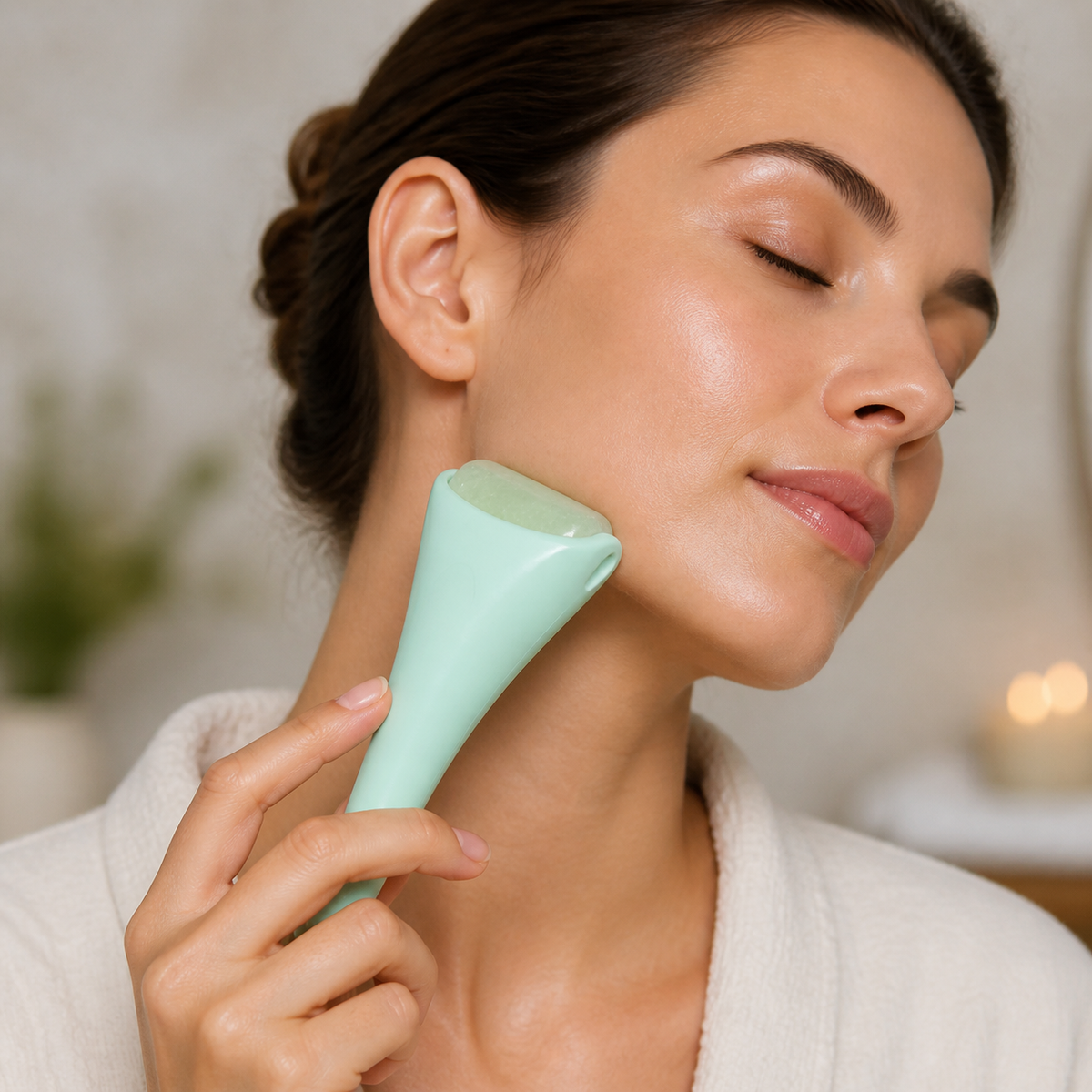 Cooling Ice Facial Roller – Reusable De-Puffing Face Massager